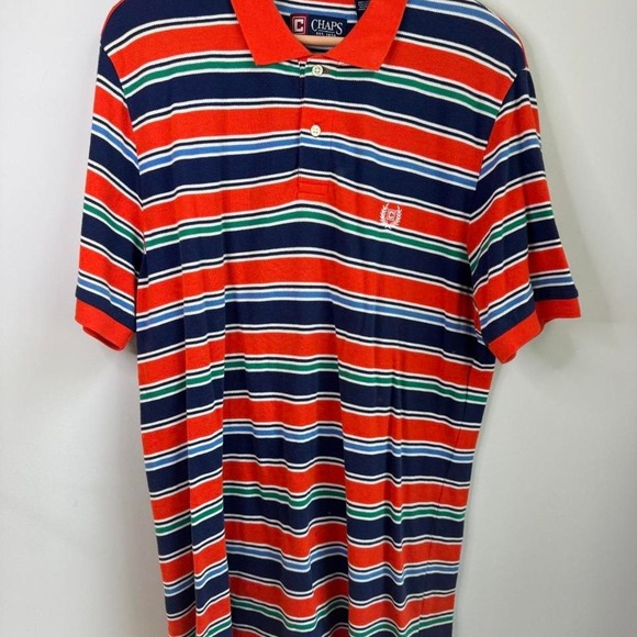 Chaps Other - Chaps Polo Ralph Lauren Horizontal Striped Cotton Polo Shirt Mens Large